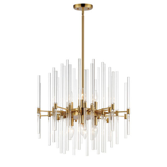 Rylight 8-lichts glazen staafkroonluchter