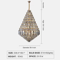 Rylight Smoky Gray&Clear Honycomb Crytsal Chandelier