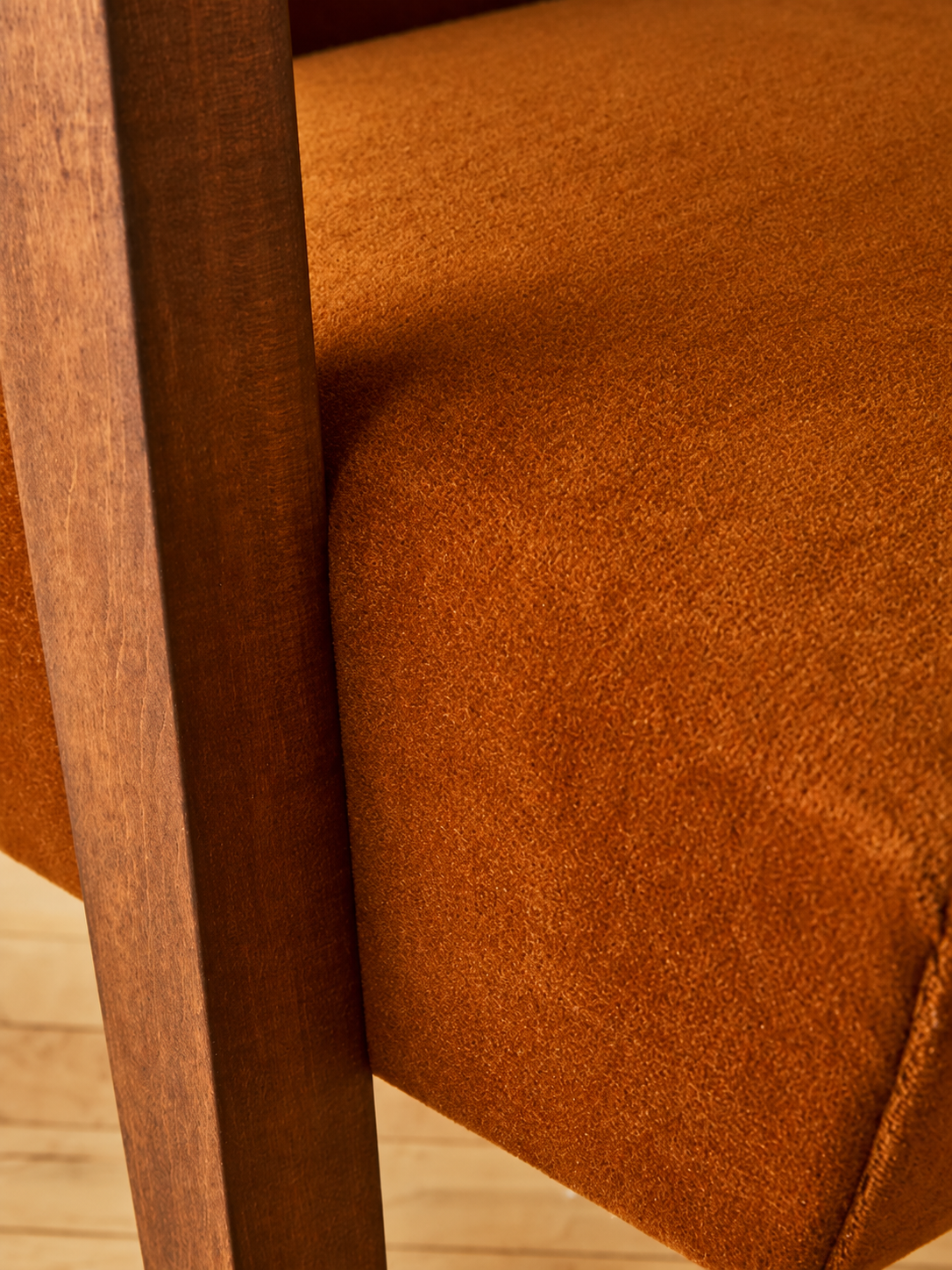 Burgundy Velvet Walnut Accent Chair