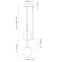 Rylight 1/3/6/13-Globes helder/wit glazen hangende kroonluchter 