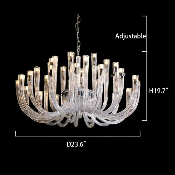 Rylight 12/16/32-lichts glazen kroonluchter Klassieke kaarsstijl plafondlamp