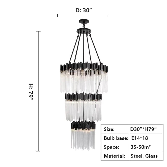 Rylight 1/2/3/4-Tier Round Crystal Chandelier Creative Waterfall Chandelier