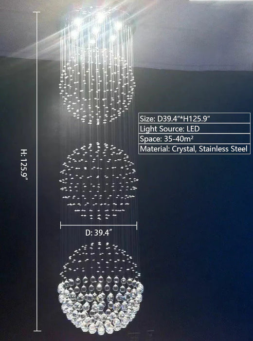 Rylight 1/2/3/4-Globe Raindrop Crystal dimbare gelaagde kroonluchter