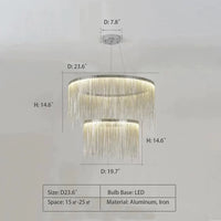 Rylight 1/2-laags ronde aluminium kroonluchter met kwastjes in verchroomde afwerking