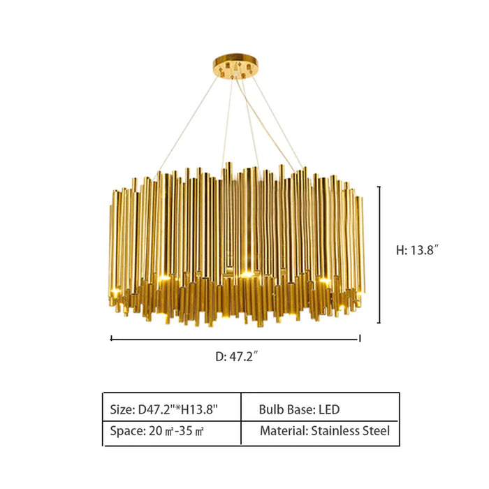 Rylight vergulde messing buizenkroonluchter