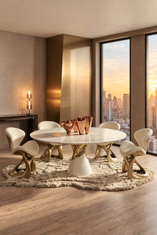 Aurelia Sculptural Marble Dining Table