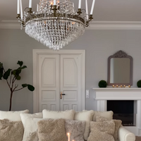 Rylight Empire 5/6/8/14-armige kaars-kristallen kroonluchter in anti-messing