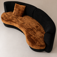 Lagom Mid‑Century Curved Luxury Upholstered Sofa for Living Room