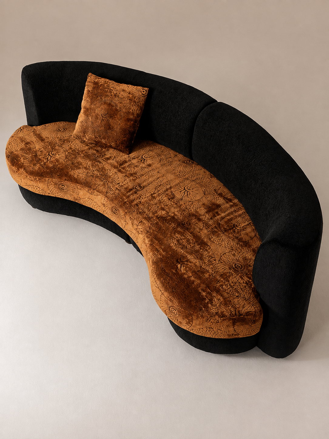 Lagom Mid‑Century Curved Luxury Upholstered Sofa for Living Room