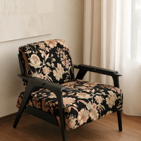 Botanical Tapestry Wood Frame Accent Chair