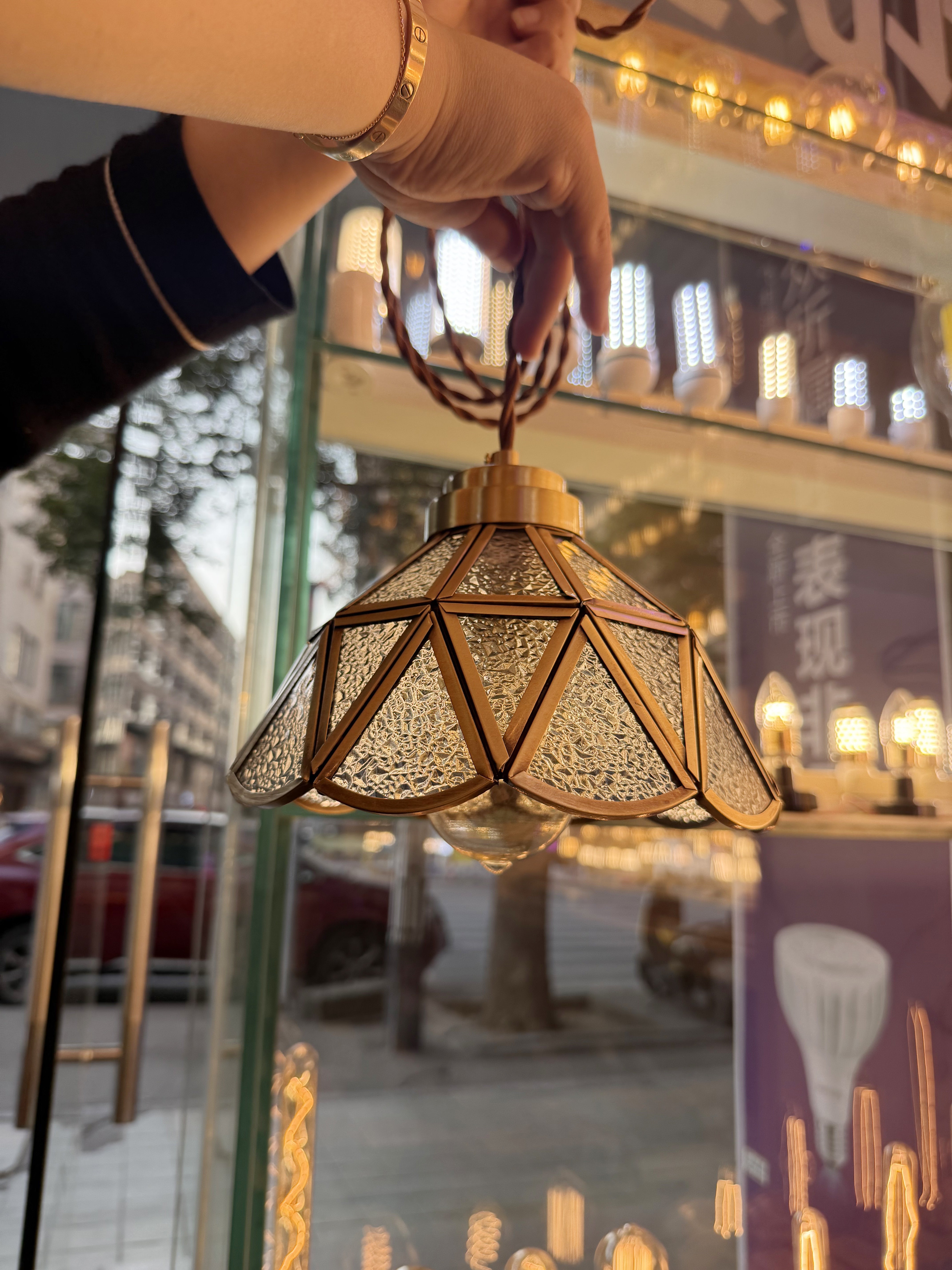 French Petal Amber Glass Cluster Chandelier