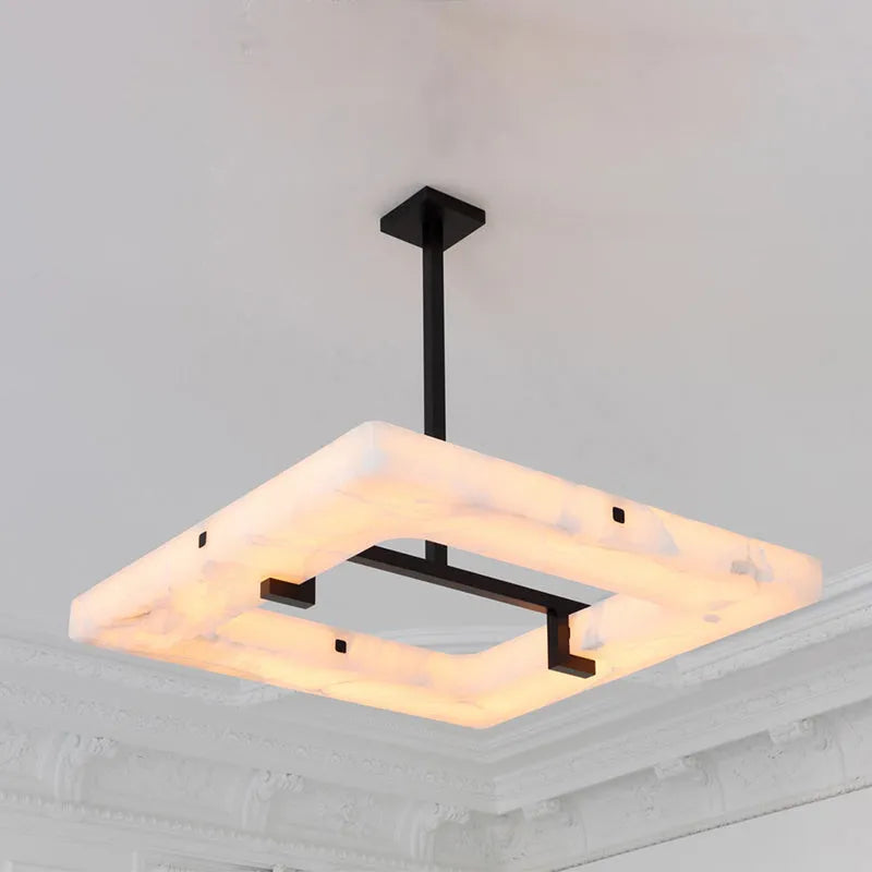 Moderne vierkante albasten kroonluchter voor woonkamer/slaapkamer 