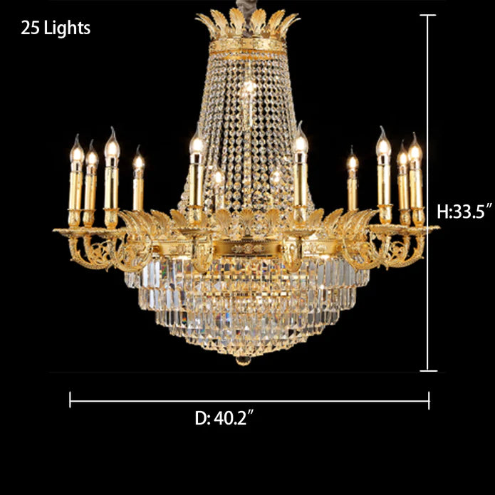 Rylight 1/3-laags Empire Candle-kristallen kroonluchter met meerdere niveaus