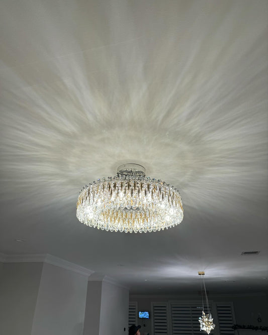 Rylight 1-laags ronde kristallen kralen trommelkroonluchter