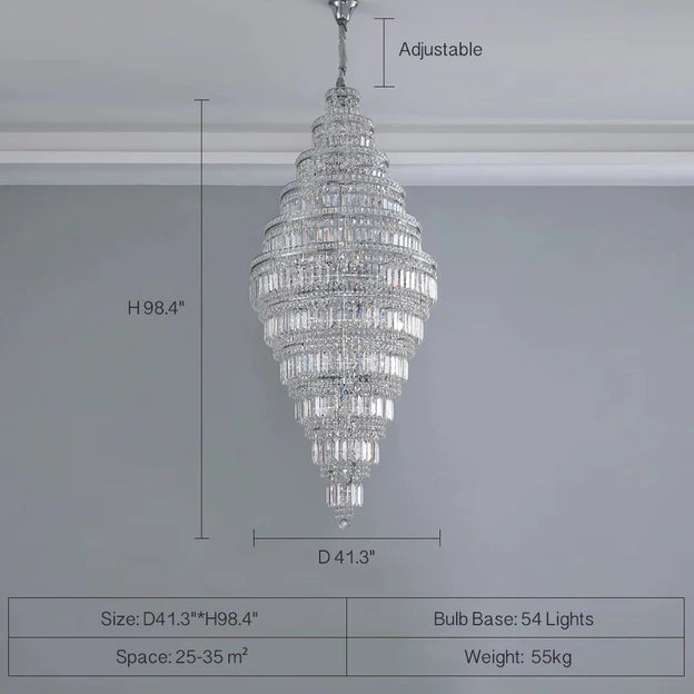 Rylight 11-Tier  Extra Large Crystal Chandelier in Chrome Finish