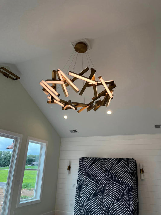 Moderne ronde/lineaire geometrische aluminium LED-kroonluchter 