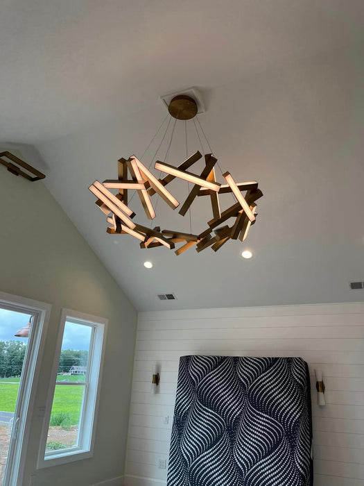 Modern Round/Linear Geometric Aluminum LED Chandelier