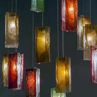 Rylight 1/25/60/84-الضوء الملونة مستطيل العنقودية بلاط زجاجي قلادة/الثريا