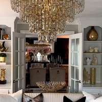 Rylight 3/4-Tier Round Tiered Crystal Chandelier in Gold/Silver Finish