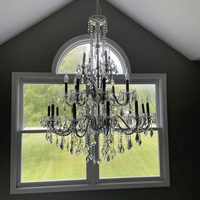 ثريا شموع كريستالية فاخرة من Rylight ذات 3 طبقات و24 مصباحًا