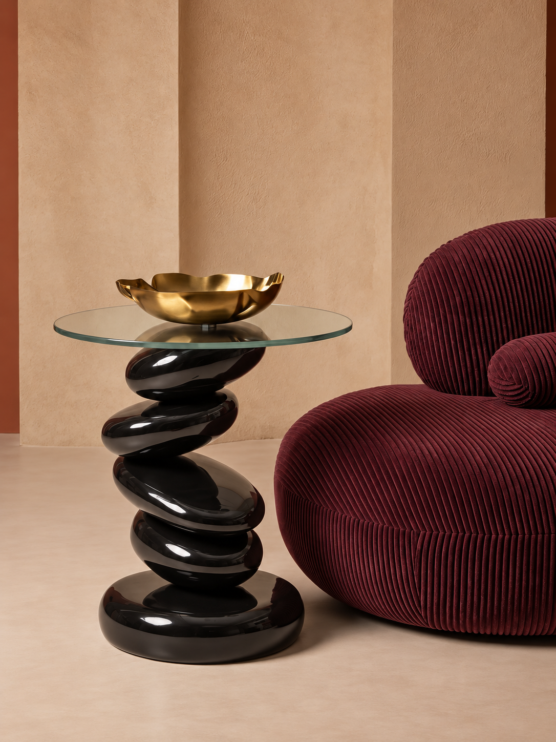 Cairn Noir Sculptural Side Table