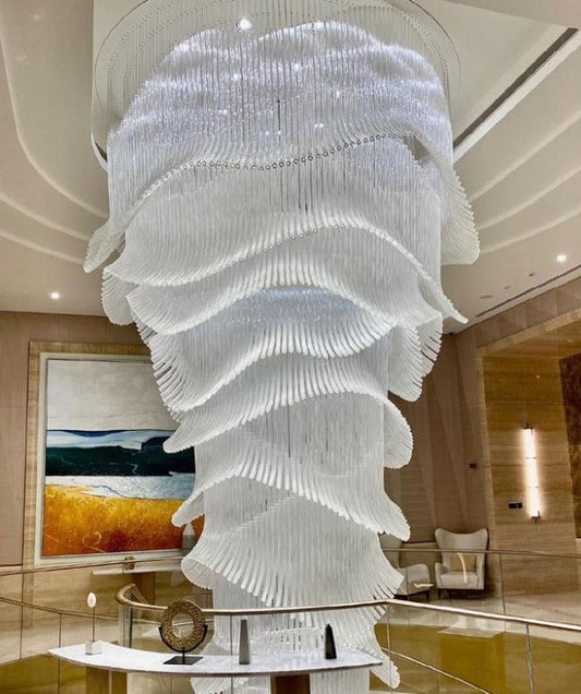 Luxe kroonluchter met palmboomglasstaven voor hotels, restaurants, villa's en trappenhuizen