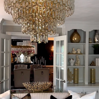 Rylight 3/4-Tier Round Tiered Crystal Chandelier in Gold/Silver Finish