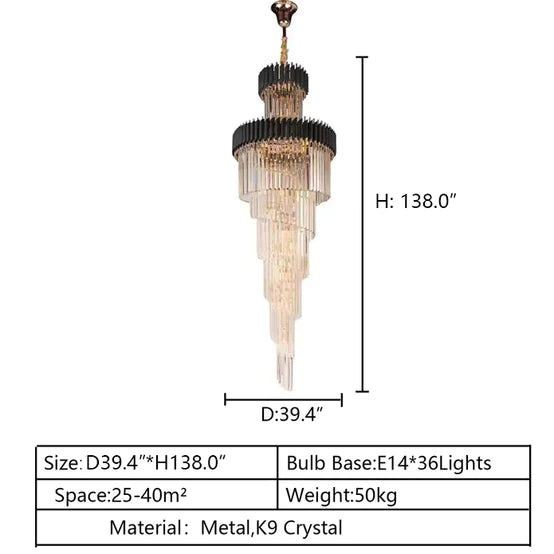 Rylight spiraalvormige kristallen kroonluchter