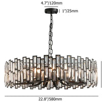 Rylight moderne ronde kroonluchter in zwarte afwerking met rechthoekige kristallen