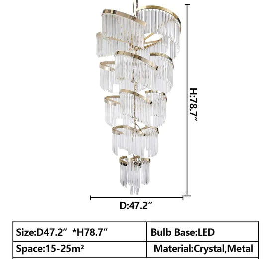 Rylight meerlaagse luxe spiraalvormige kristallen kroonluchter moderne designercreatie
