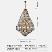 Rylight Smoky Gray&Clear Honycomb Crytsal Chandelier