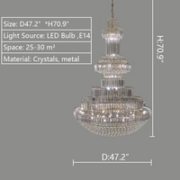Rylight 3-Tier Extra Large Crystal Gourd-Shaped Dimmable Chandelier