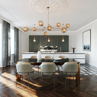 Rylight 5/7/8/9-lichte Spoetnik rokerige grijze/amberkleurige glazen kroonluchter