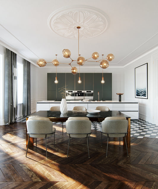 ثريا زجاجية Rylight 5/7/8/9-Light Sputnik Smoky Gray/Amber Glass