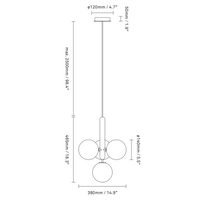 Rylight 1/3/6/13-Globes helder/wit glazen hangende kroonluchter 