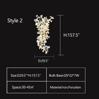ثريا سيراميك بورسلين كبيرة الحجم بتصميم إبداعي من أوراق الجنكة من رايلايت