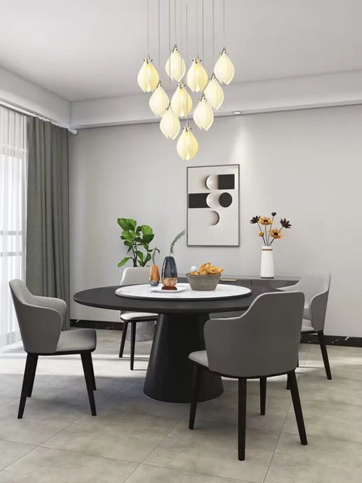 Rylight 3/9/18/32/36/70-Licht Nordic Magnolia Bloem Keramiek Hanger Lange Kroonluchter
