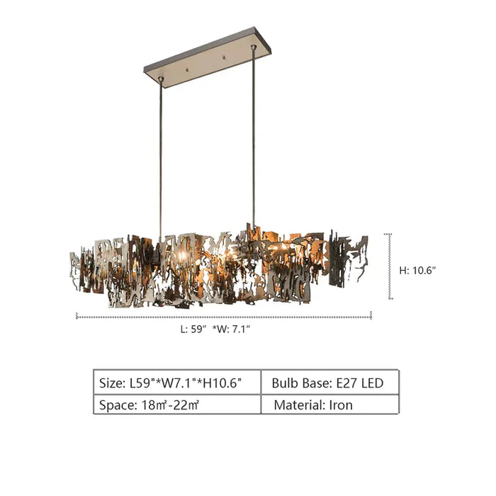 Rylight Irregular Rectangle Iron Pendant Chandelier