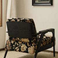 Botanical Tapestry Wood Frame Accent Chair