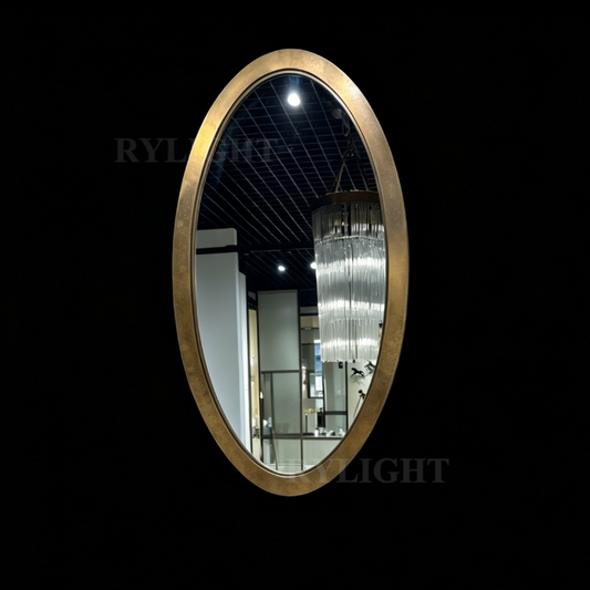Rylight Luxury Statement Antique Gold Everest Oval Wall Mirror