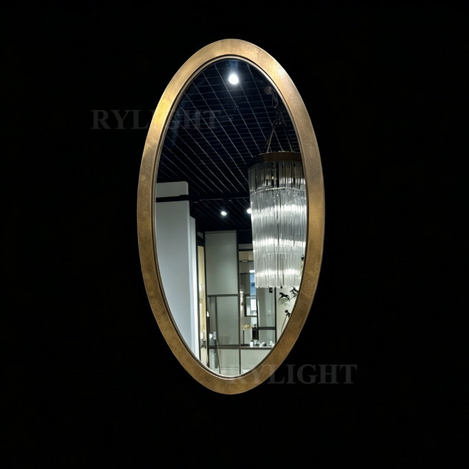 Rylight Luxury Statement Antique Gold Everest Oval Wall Mirror