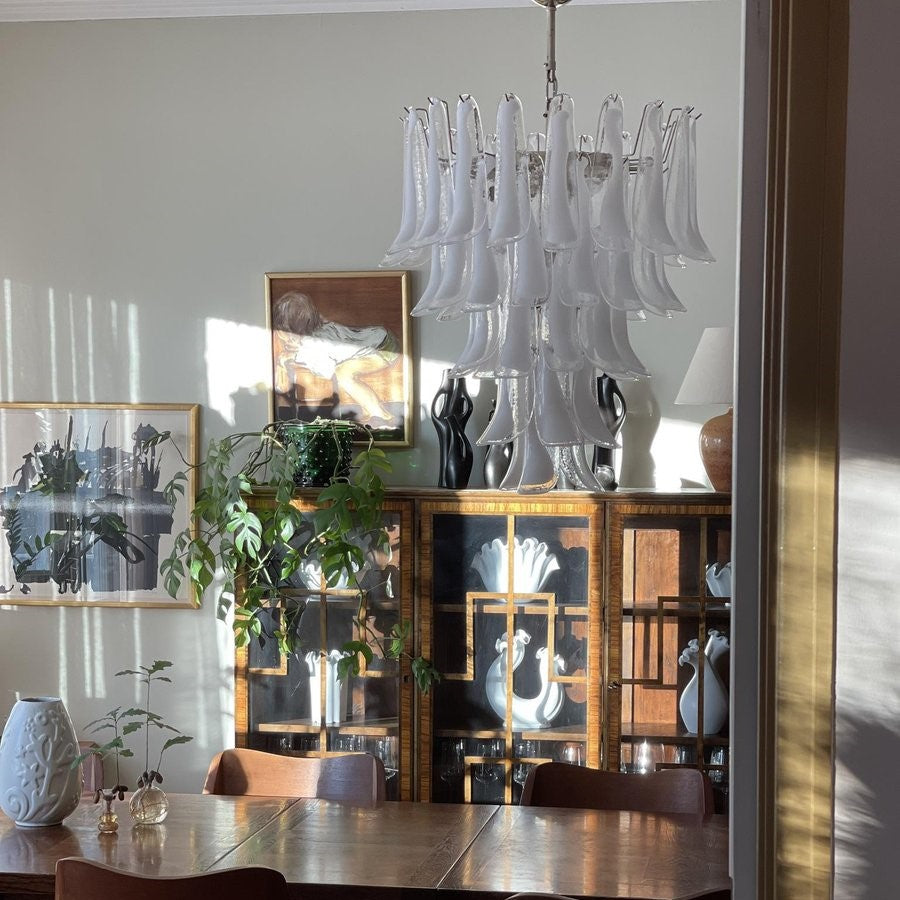 Rylight 5/6-Tier Traditional Italian Mid-Century Petal Glass Chandelier