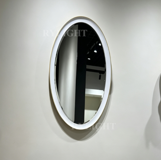 Rylight Contemporary Minimalist White Framed Oval Wall Mirror