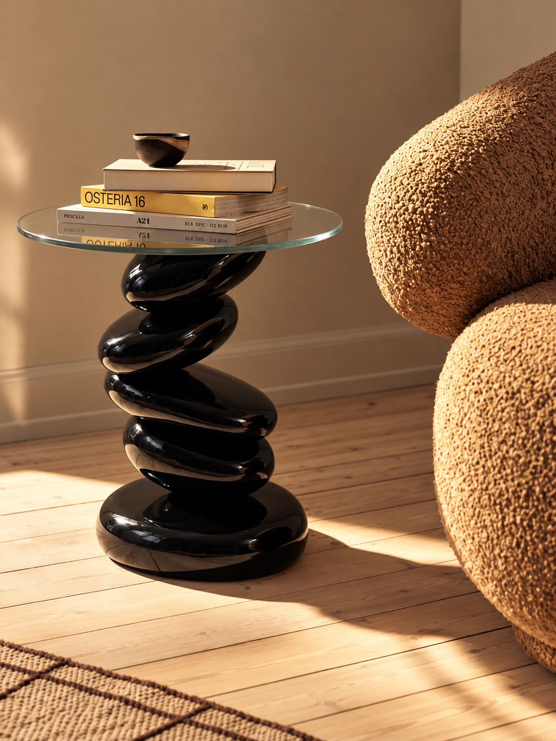 Cairn Noir Sculptural Side Table