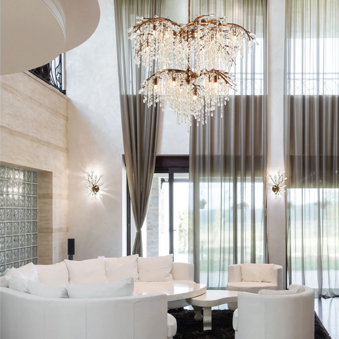 Rylight 6/18-Light Bronze/Black Branch Chandelier With Crystal Drops