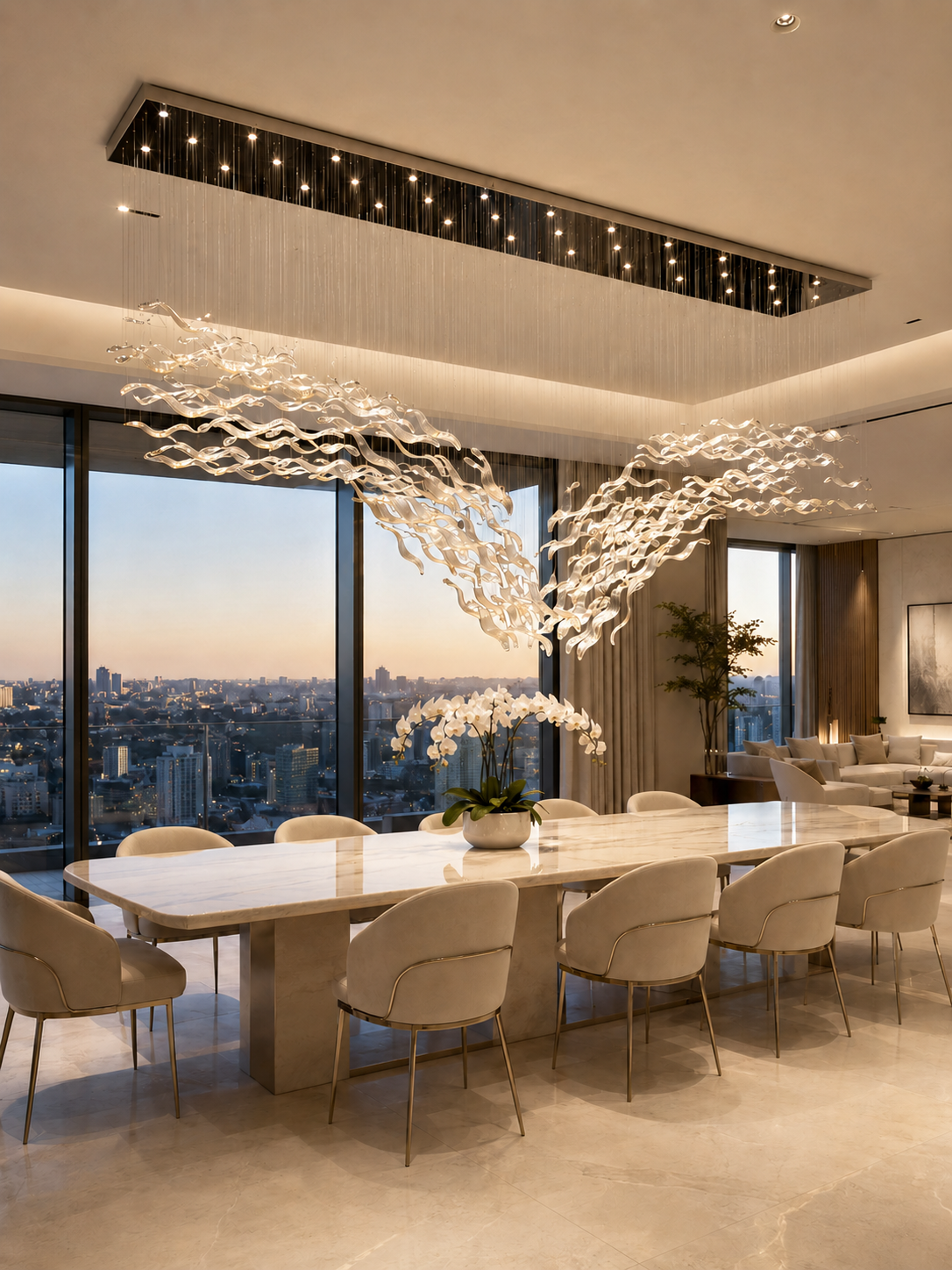 Luxury Seagull Shape Floating Leaves Chandelier