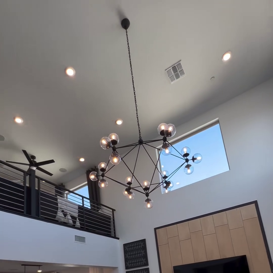 Rylight 10/15/21-Light Black Diamond Industrial Glass Chandelier