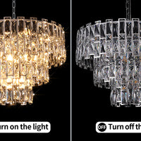 Rylight 3/4-Tier Round Tiered Crystal Chandelier in Gold/Silver Finish