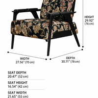 Botanical Tapestry Wood Frame Accent Chair