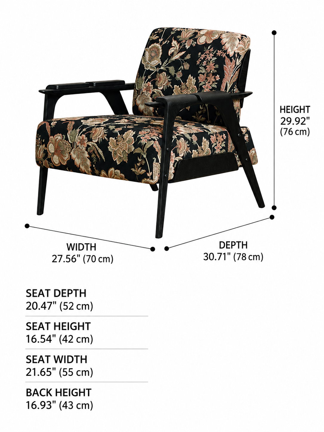 Botanical Tapestry Wood Frame Accent Chair